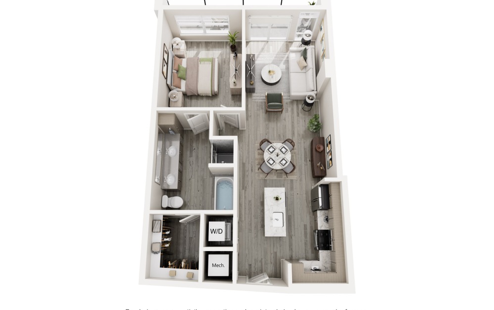 The Birch - 1 bedroom floorplan layout with 1 bathroom and 728 - 781 square feet (Layout 1
)