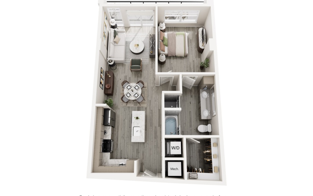 The Birch - 1 bedroom floorplan layout with 1 bathroom and 728 - 781 square feet (Layout 2)