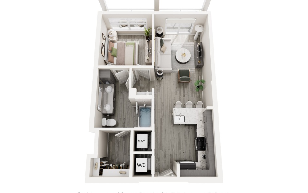 The Ring - 1 bedroom floorplan layout with 1 bathroom and 675 square feet (Floor 2)
