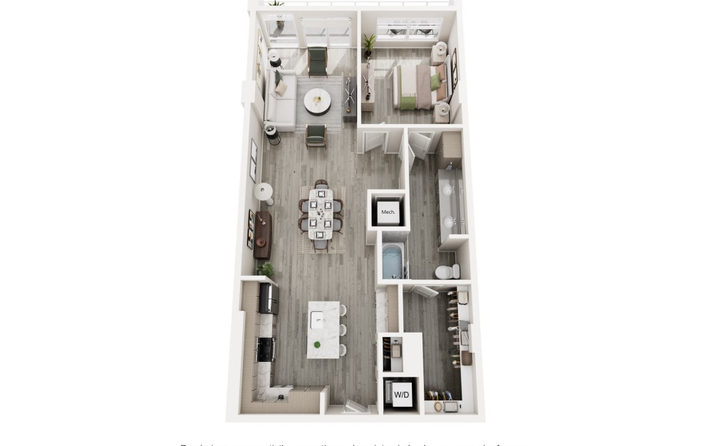 The Windsor - 1 bedroom floorplan layout with 1 bathroom and 1023 square feet (Floor 1)