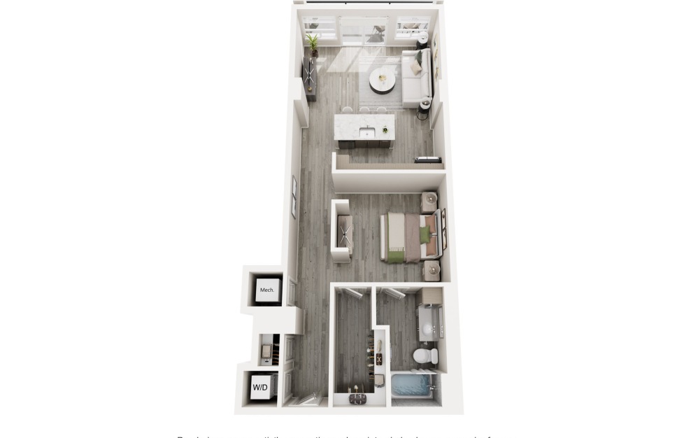 The Windsor - 1 bedroom floorplan layout with 1 bathroom and 1023 square feet (Floor 2)